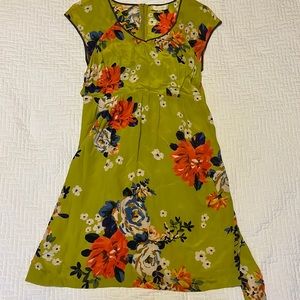 Anthropologie bright floral print silk dress size 4